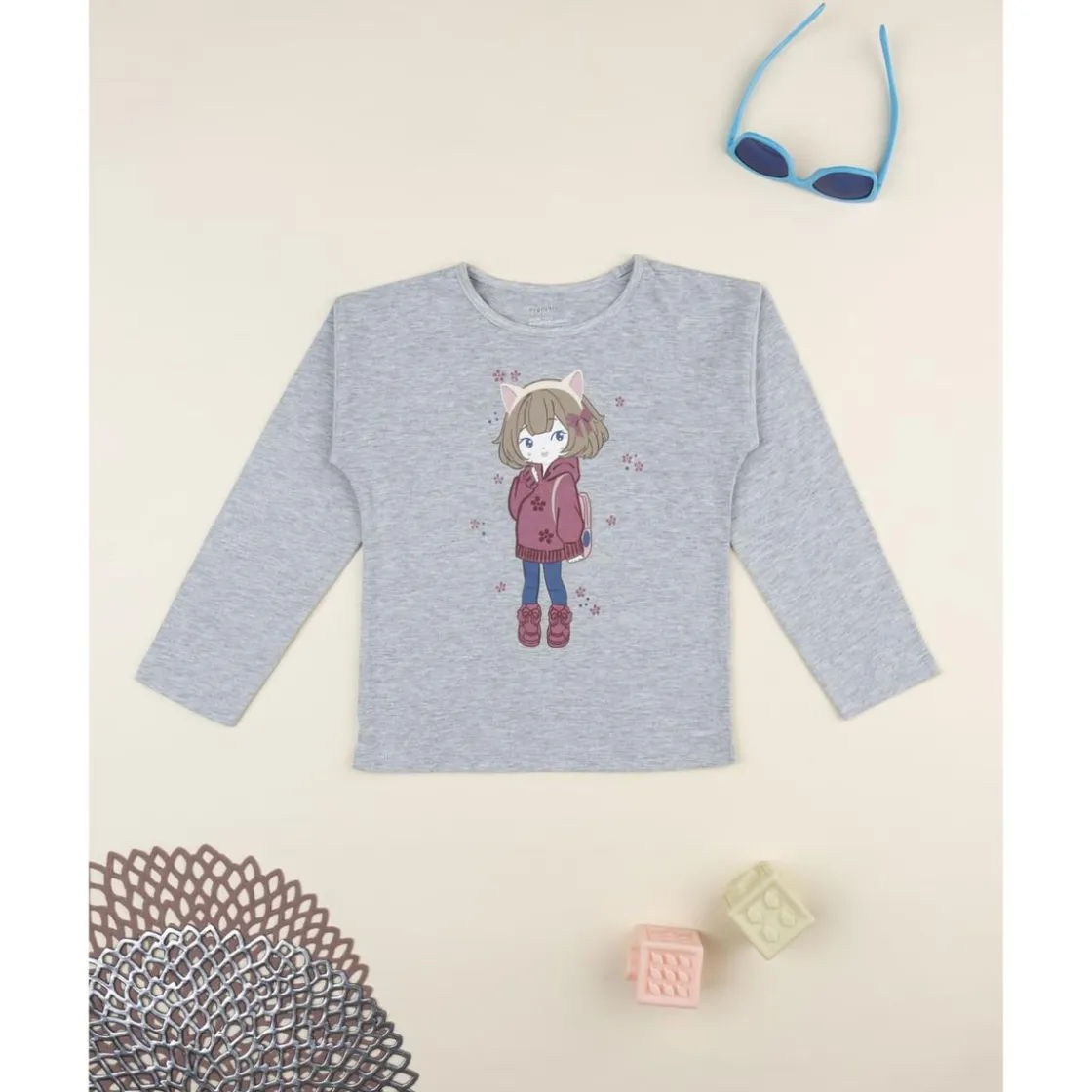 Prenatal Camiseta gris estampada para niña* Niña 2-10 Años·Camisas Y Camisetas|Niña·Niña 2-10 Años