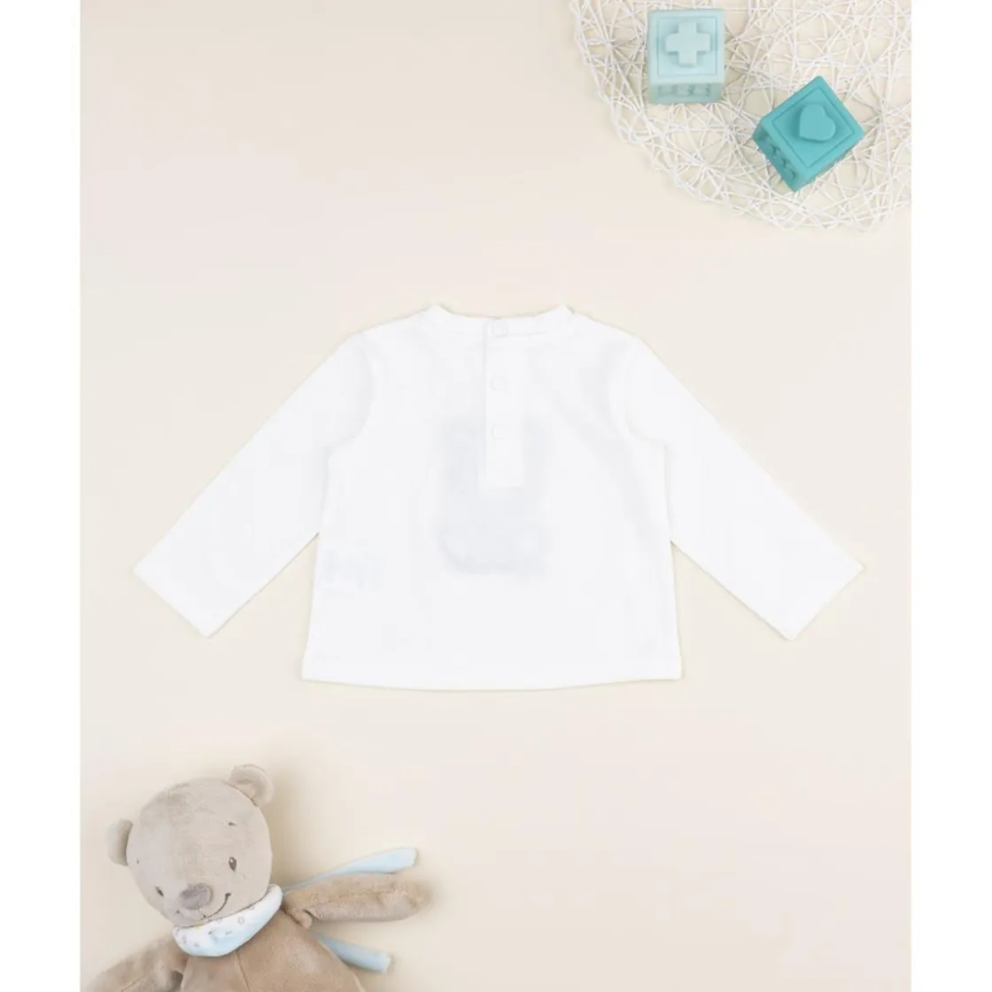 Prenatal Camiseta infantil blanca con estampado de osito