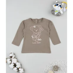 Prenatal Camiseta marrón de manga larga para niña con estampado "Cute Bear"* Niña·Bebé Niña 3-36 Meses|Bebé Niña 3-36 Meses·Camisas Y Camisetas