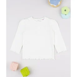 Prenatal Camiseta niña blanca canalé* Bebé Niña 3-36 Meses·Camisas Y Camisetas|Niña·Bebé Niña 3-36 Meses