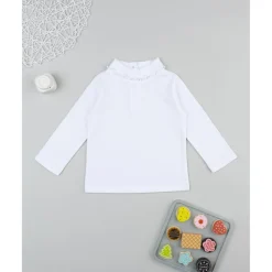 Prenatal Camiseta niña blanca con cuello fruncido