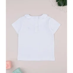 Prenatal Camiseta Niña Blanca con Detalle de Margarita y Cuello Colgante