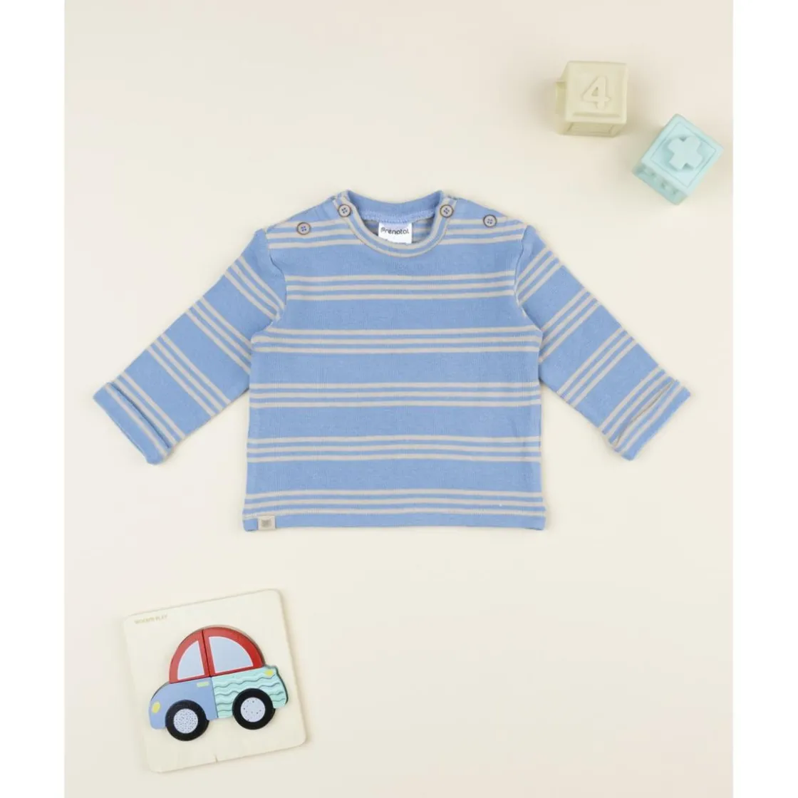 Prenatal Camiseta niño rayas azul y gris