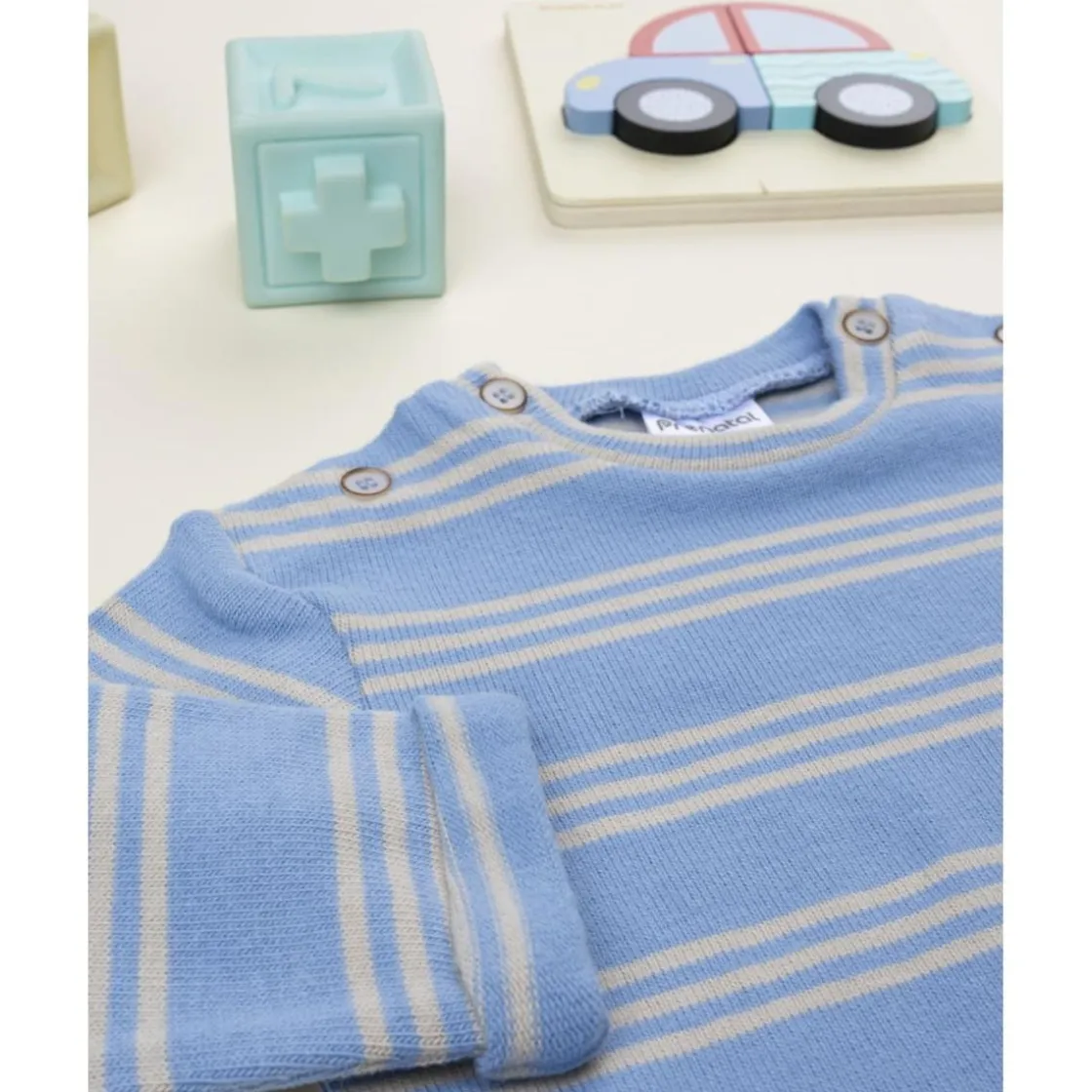 Prenatal Camiseta niño rayas azul y gris