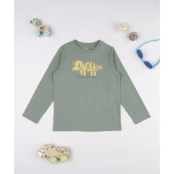 Prenatal Camiseta verde con estampado de dinosaurio