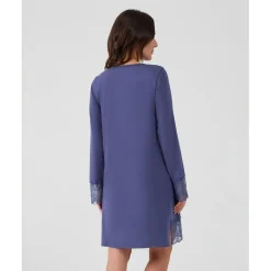 Prenatal Camisón de maternidad para lactancia azul con encaje