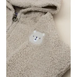 Prenatal Cardigan bebé beige con capucha efecto peluche