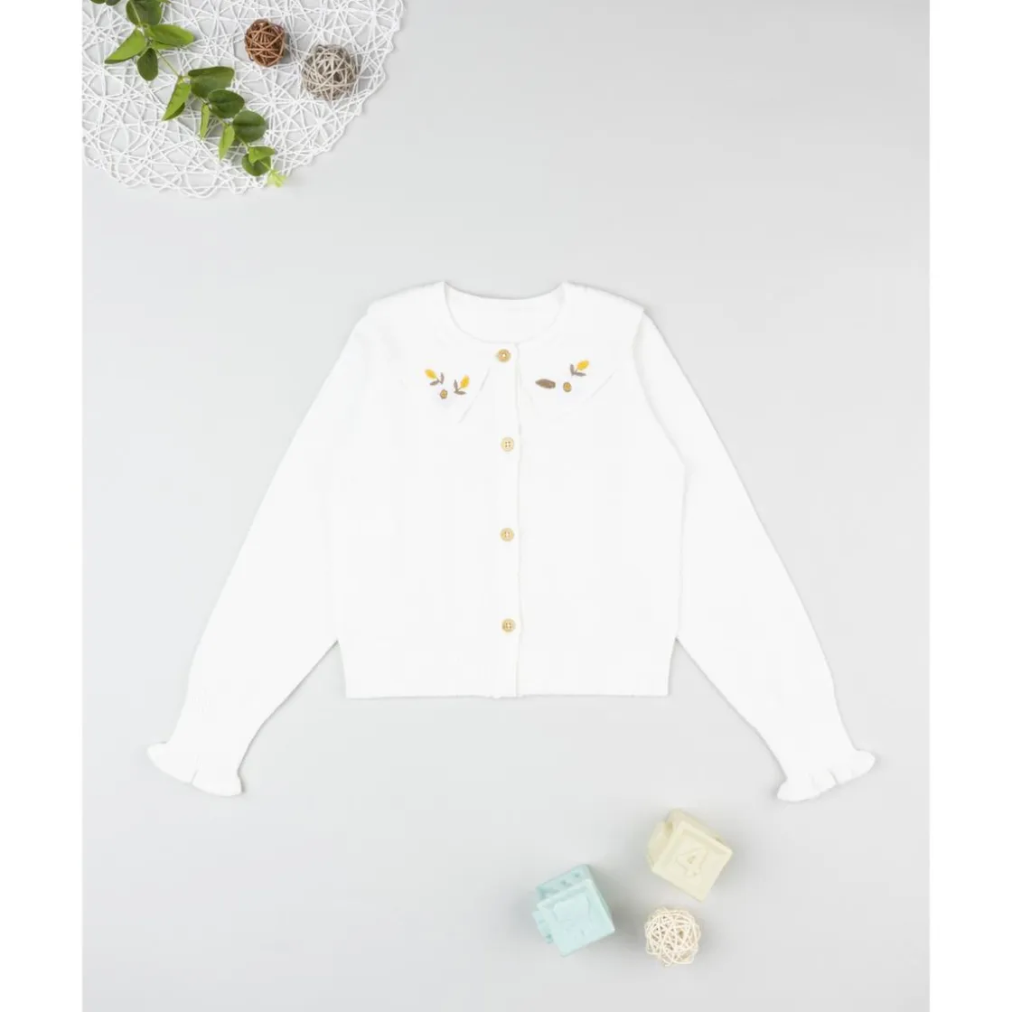 Prenatal Cardigan blanco con bordados para niña* Niña·Niña 2-10 Años|Niña 2-10 Años·Jerséis Y Sudaderas