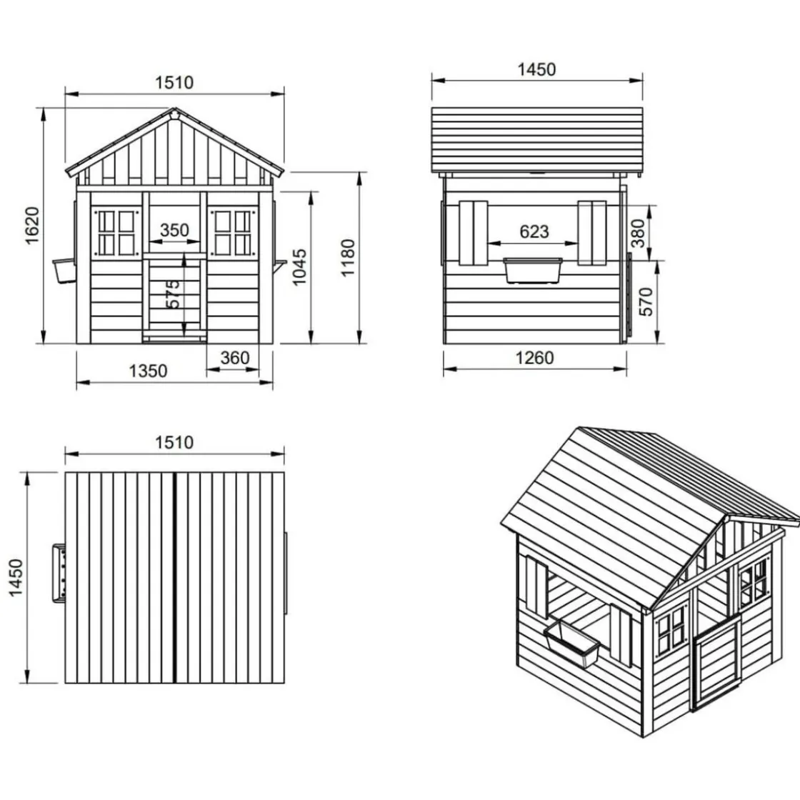 MASGAMES Casita de madera Lollipop XL Blanca