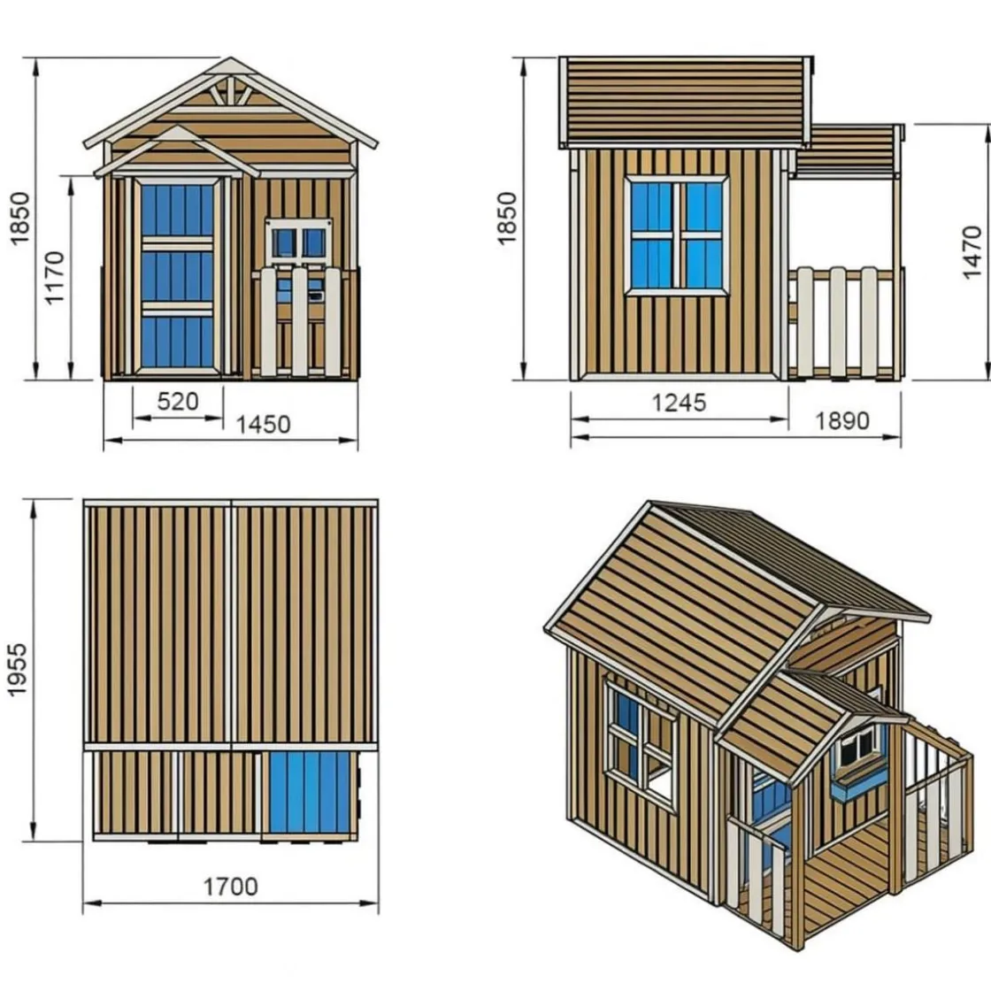 MASGAMES Casita infantil Olden de madera Azul* Casas
