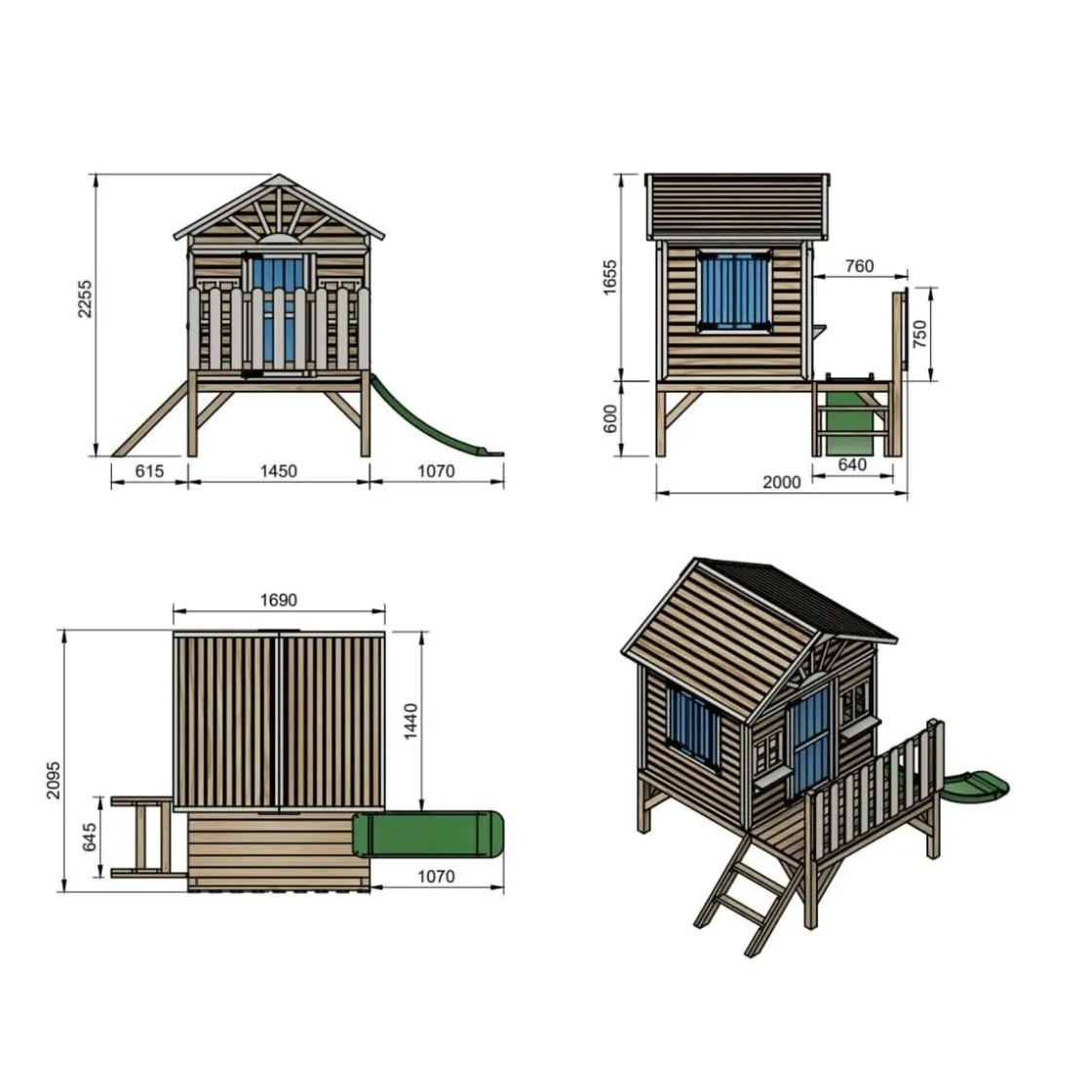 MASGAMES Casita Visby elevada 60 cm Azul* Casas