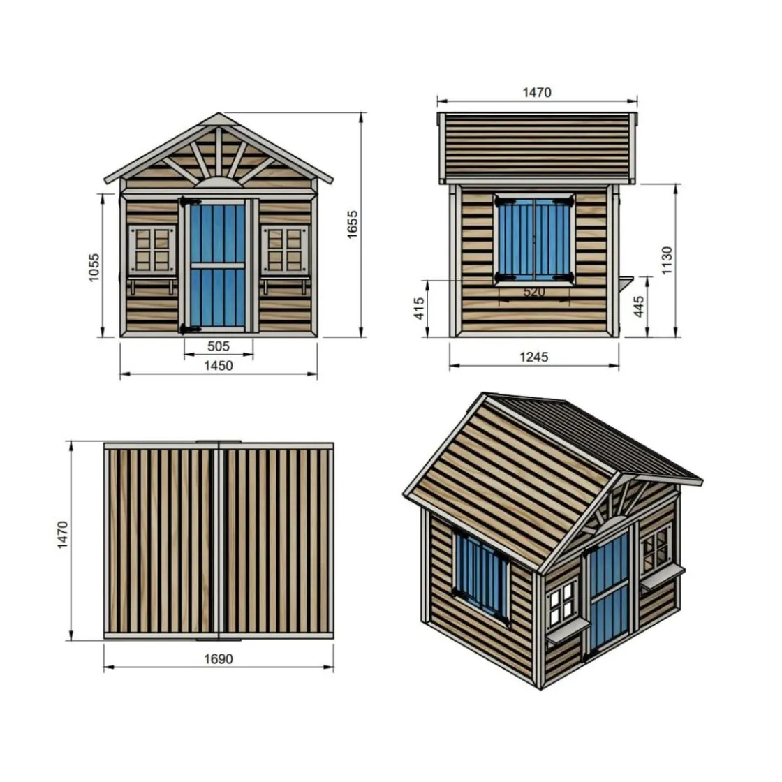 MASGAMES Casita Visby elevada 60 cm Azul* Casas