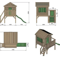 MASGAMES Casita Visby elevada 90 cm Verde* Casas