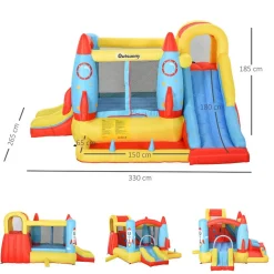OUTSUNNY Castillo Hinchable Cohete con piscina, 2 toboganes, minimuro de escalada y cama de salto 330 cm* Castillos Hinchables