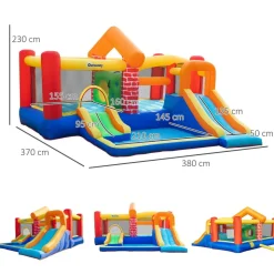 OUTSUNNY Castillo Hinchable con 2 toboganes y 2 camas de salto 380 cm* Castillos Hinchables