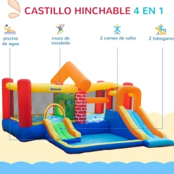 OUTSUNNY Castillo Hinchable con 2 toboganes y 2 camas de salto 380 cm* Castillos Hinchables