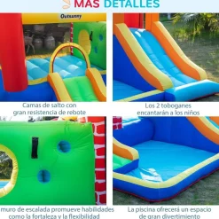 OUTSUNNY Castillo Hinchable con 2 toboganes y 2 camas de salto 380 cm* Castillos Hinchables