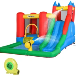 OUTSUNNY Castillo Hinchable con piscina, tobogán, muro de escalada y cama de salto 330 cm* Castillos Hinchables