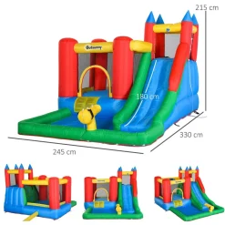 OUTSUNNY Castillo Hinchable con piscina, tobogán, muro de escalada y cama de salto 330 cm* Castillos Hinchables