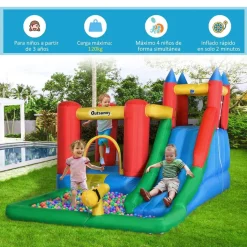 OUTSUNNY Castillo Hinchable con piscina, tobogán, muro de escalada y cama de salto 330 cm* Castillos Hinchables