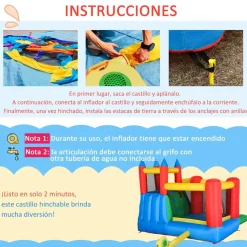 OUTSUNNY Castillo Hinchable con piscina, tobogán, muro de escalada y cama de salto 330 cm* Castillos Hinchables