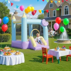 AIYAPLAY Castillo Hinchable con Tobogán Doble y Área de Salto* Castillos Hinchables