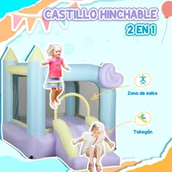 AIYAPLAY Castillo Hinchable con Tobogán Doble y Área de Salto* Castillos Hinchables