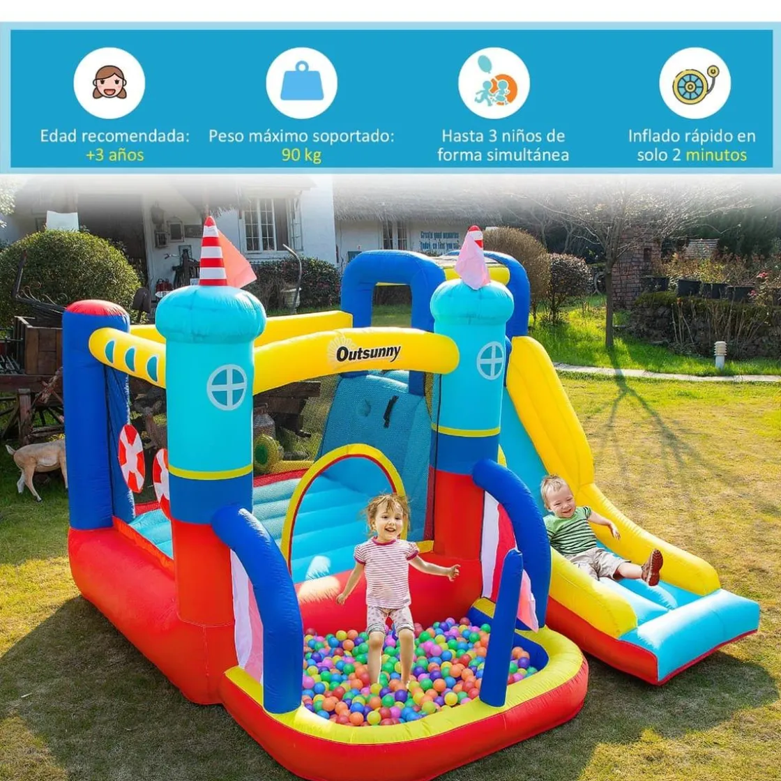 OUTSUNNY Castillo Hinchable con tobogán 265 cm* Castillos Hinchables
