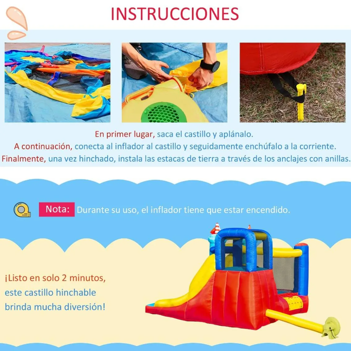 OUTSUNNY Castillo Hinchable con tobogán 265 cm* Castillos Hinchables