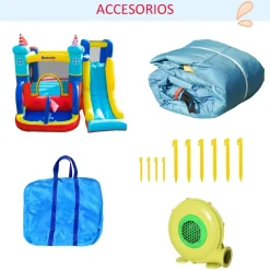 OUTSUNNY Castillo Hinchable con tobogán 265 cm* Castillos Hinchables