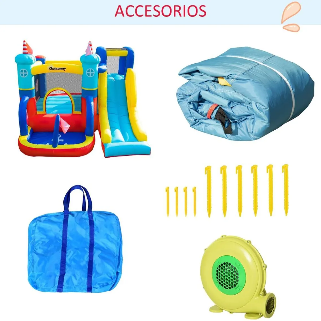OUTSUNNY Castillo Hinchable con tobogán 265 cm* Castillos Hinchables
