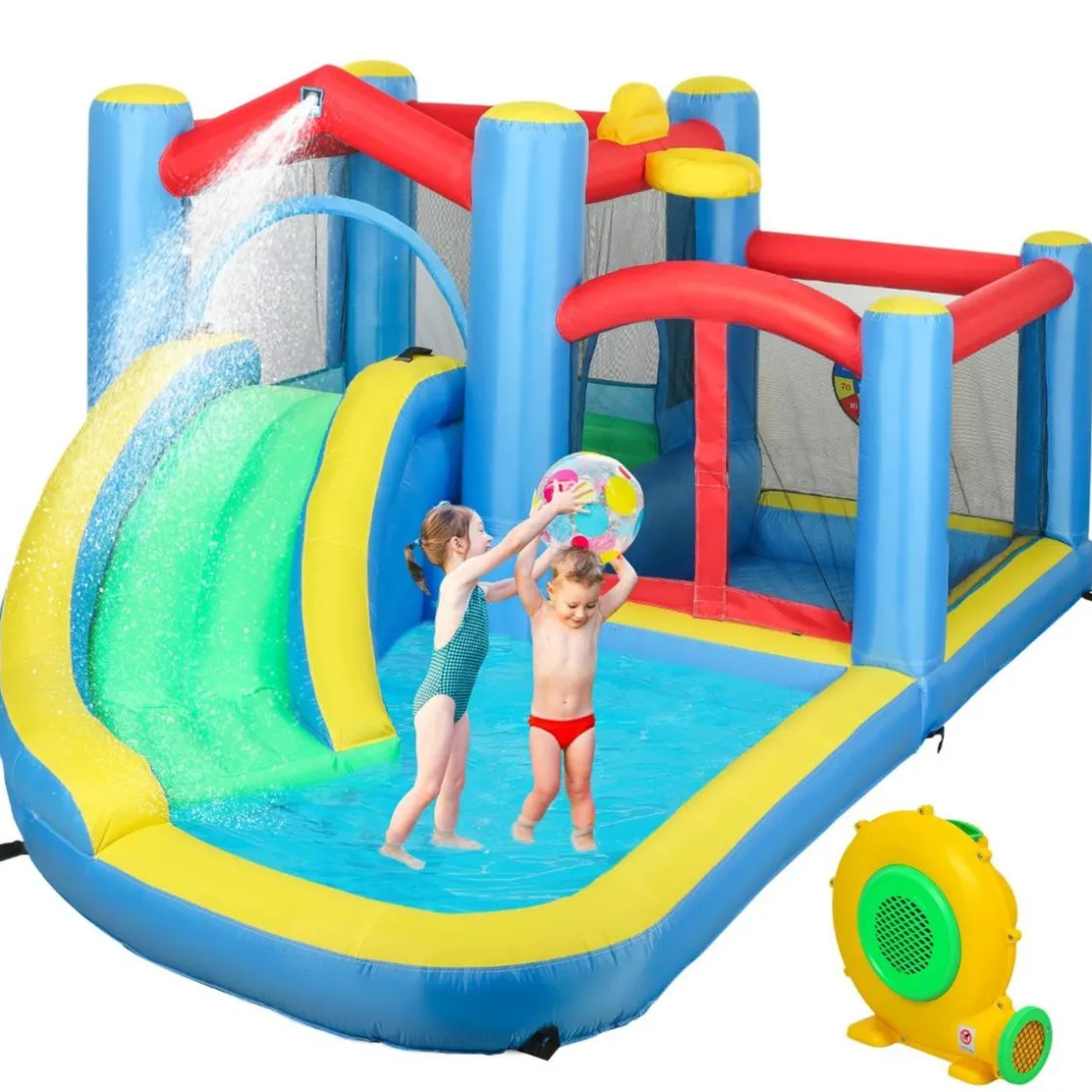 AIYAPLAY Castillo inflable 5 en 1 con tobogán y piscinas* Castillos Hinchables