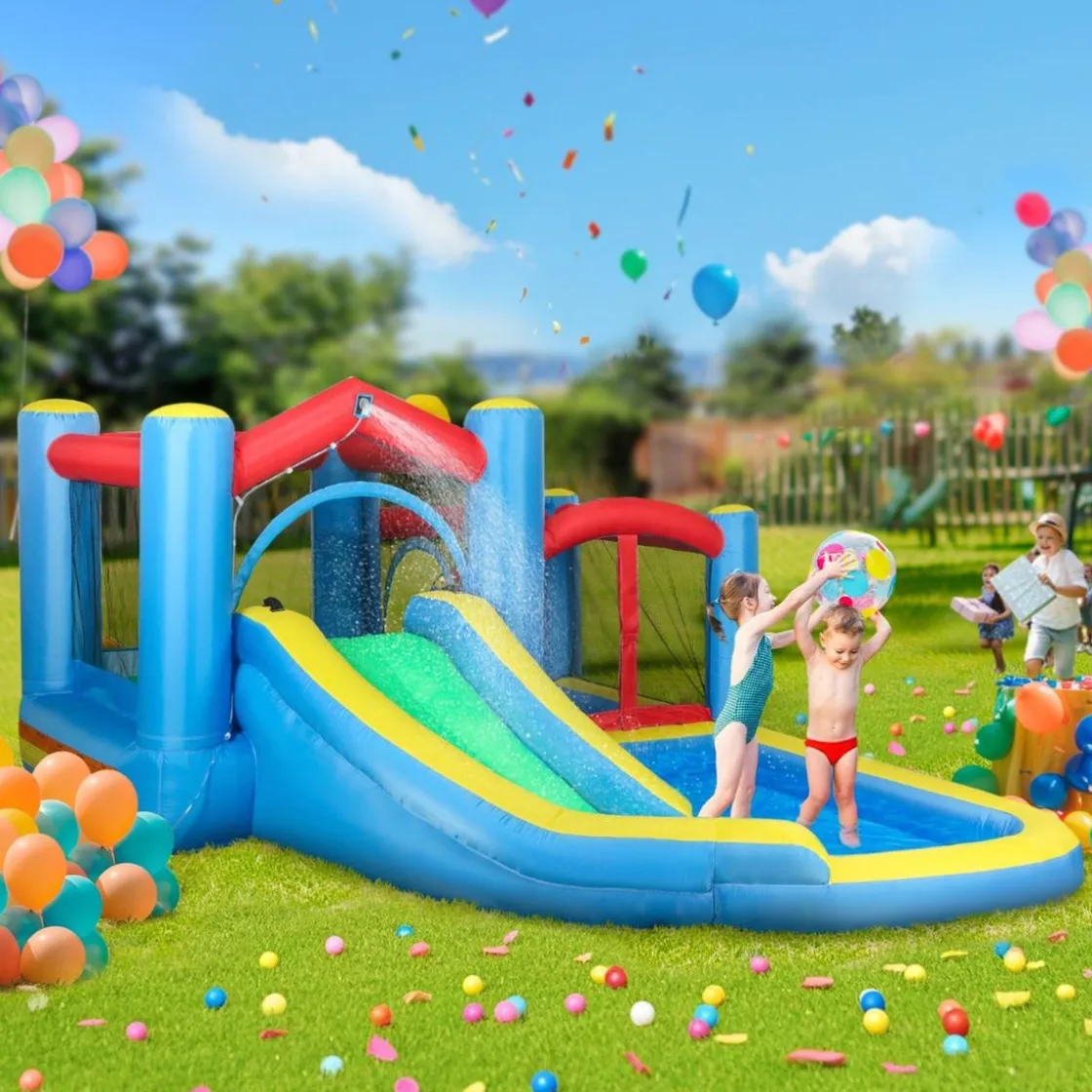 AIYAPLAY Castillo inflable 5 en 1 con tobogán y piscinas* Castillos Hinchables