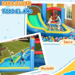 AIYAPLAY Castillo inflable 5 en 1 con tobogán y piscinas* Castillos Hinchables