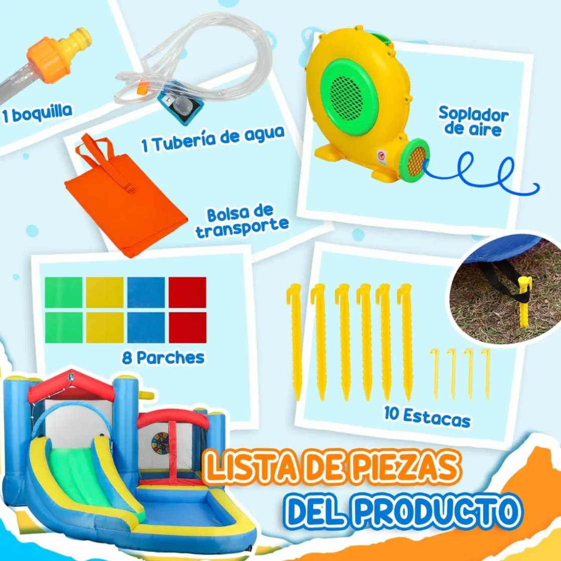 AIYAPLAY Castillo inflable 5 en 1 con tobogán y piscinas* Castillos Hinchables