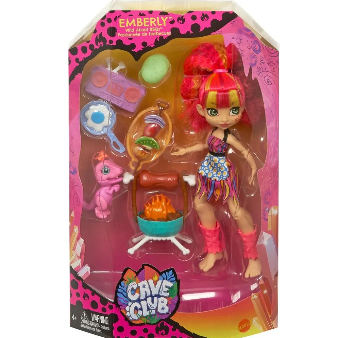 MATTEL Cave Club - Muñeca Emberly - Playset BBQs