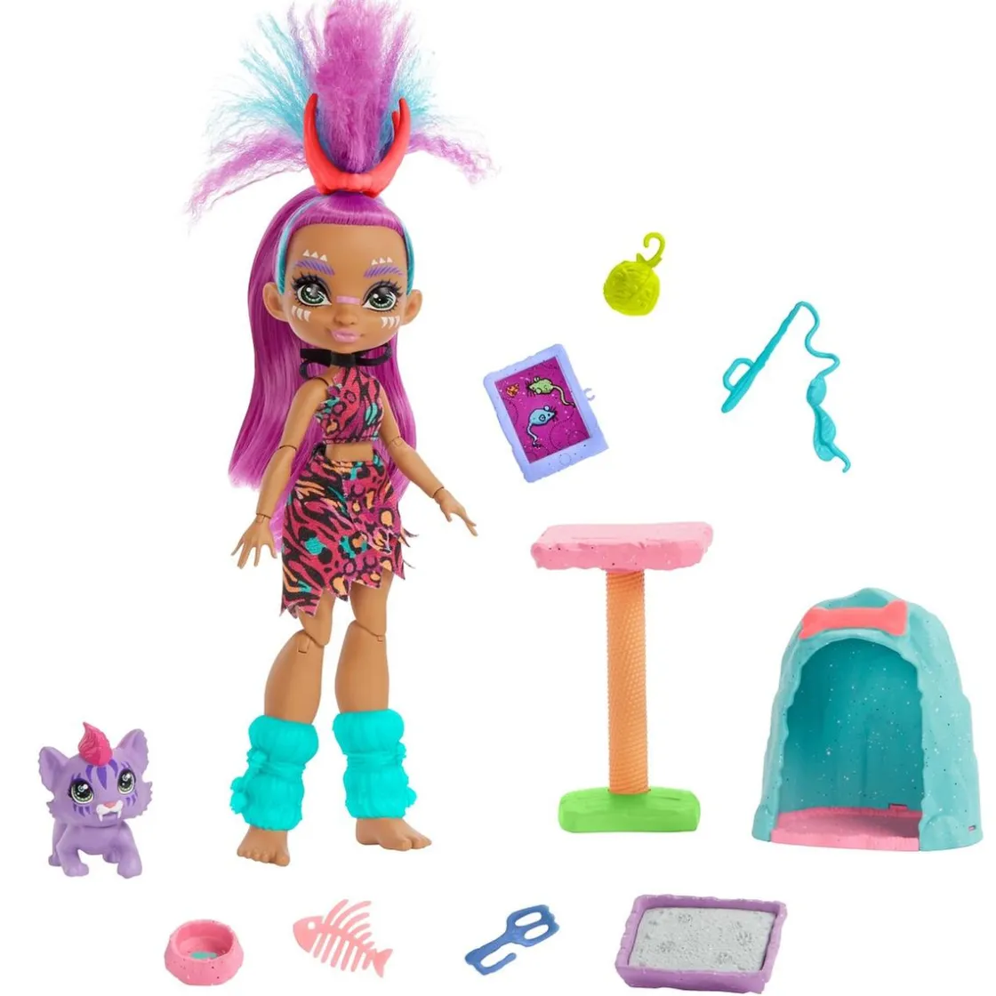 MATTEL Cave Club - Muñeca Roaralai - Playset Gatuno