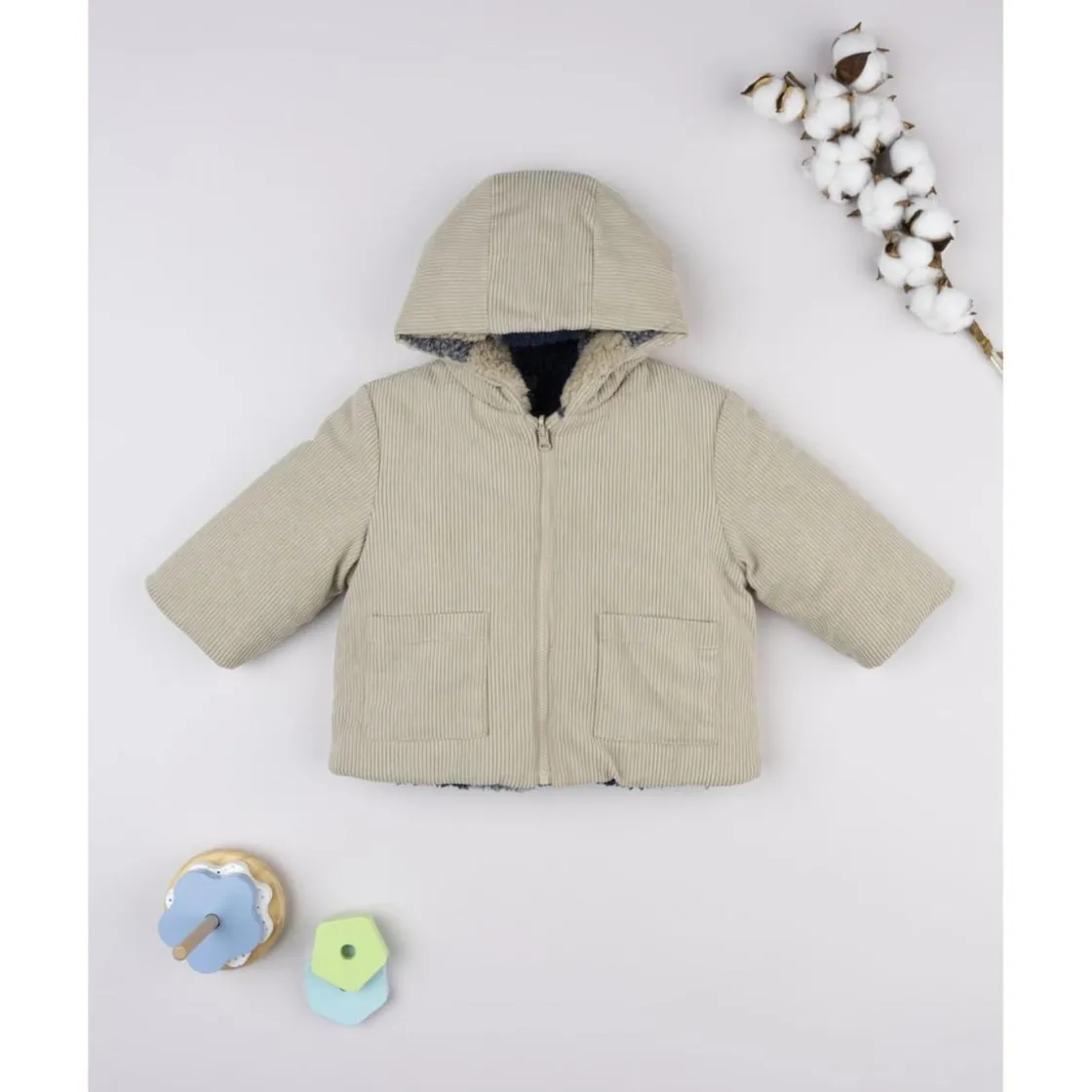Prenatal Chaqueta reversible beige con capucha para niño* Niño·Bebé Niño 3-36 Meses|Bebé Niño 3-36 Meses·Jerséis Y Cardigans