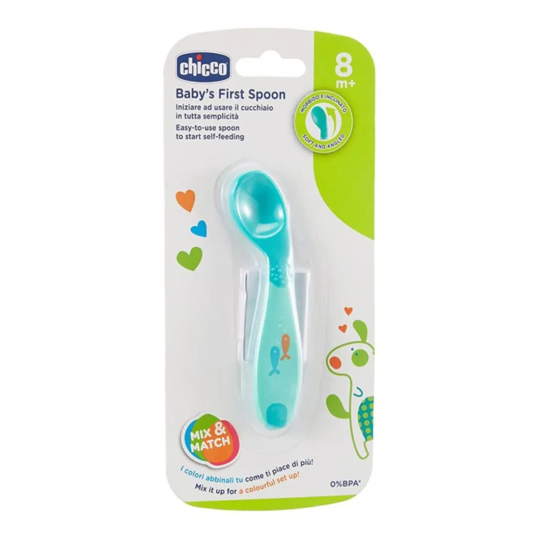 CHICCO - Cuchara Inclinada Primeras Papillas Azul