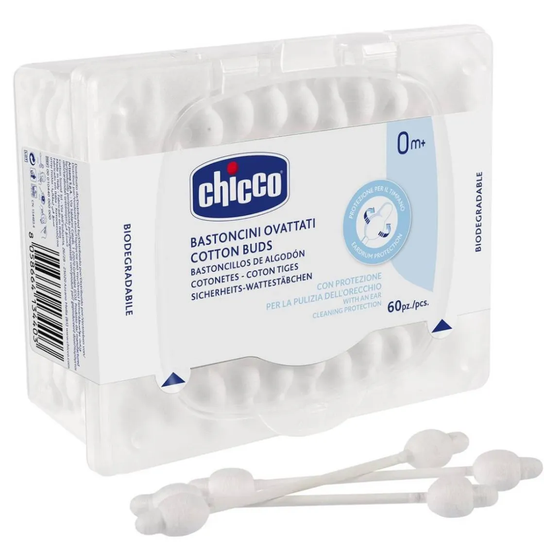 CHICCO - Bastoncillos de seguridad 60 Unidades* Cuidado·Cuidado Nariz, Ojos Y Oído