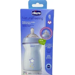CHICCO - Biberón Natural Feeling 330ml Azul 6m+
