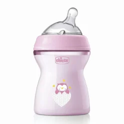 CHICCO - Biberón Natural Feeling 250ml Rosa 2m+* Biberones Y Chupetes·Biberones