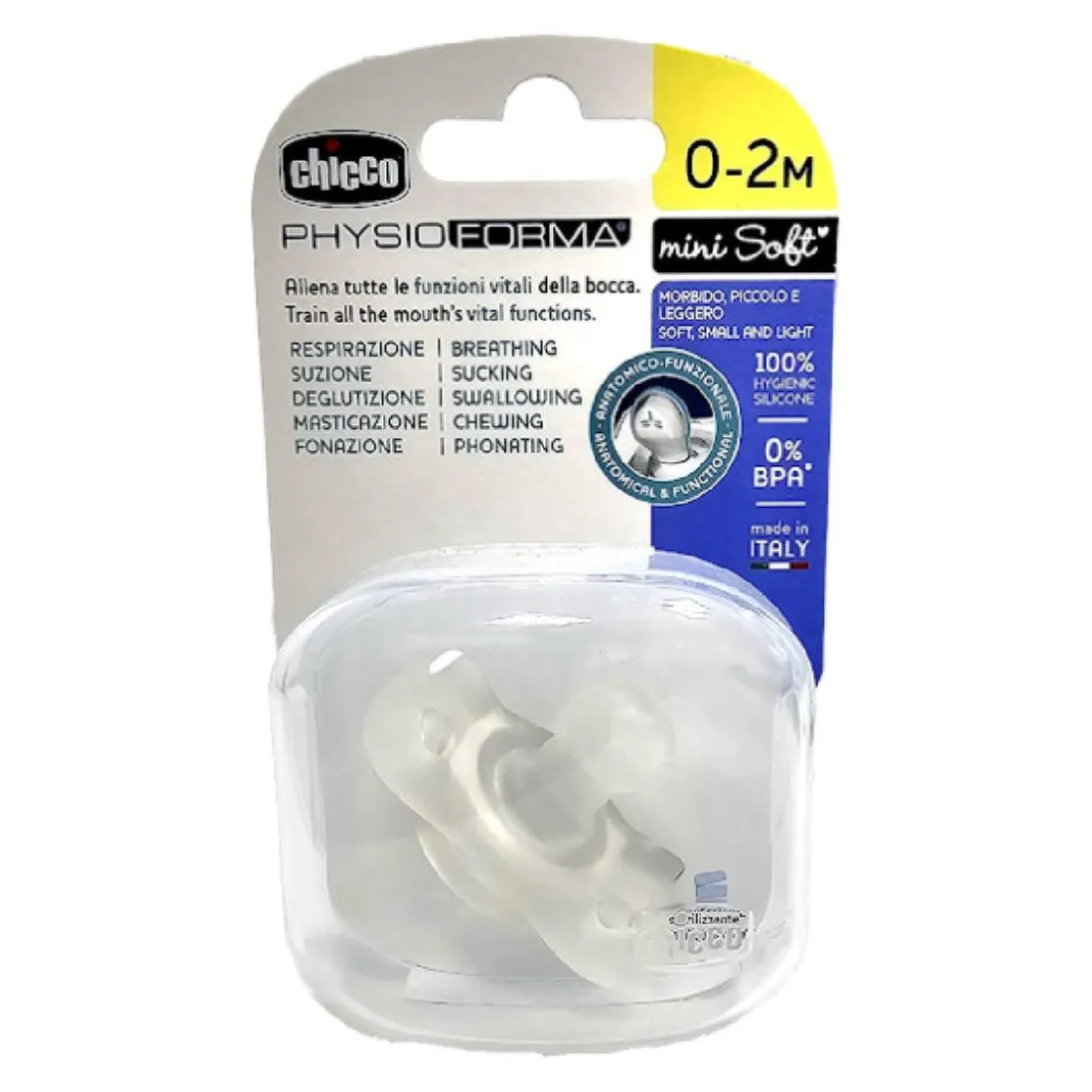 CHICCO - Chupete Physio Mini Soft 0-2M - Transparente
