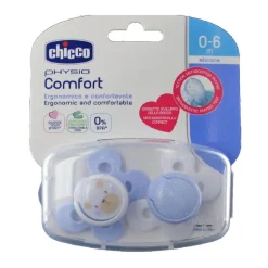CHICCO - Pack 2 Chupetes Physio Comfort silicona 0-6M Azul* Biberones Y Chupetes·Chupetes