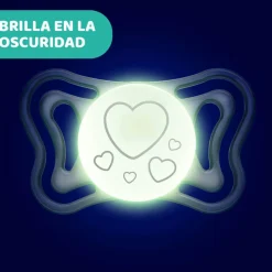 CHICCO - Pack 2 chupetes Physio Light Glow 2-6M