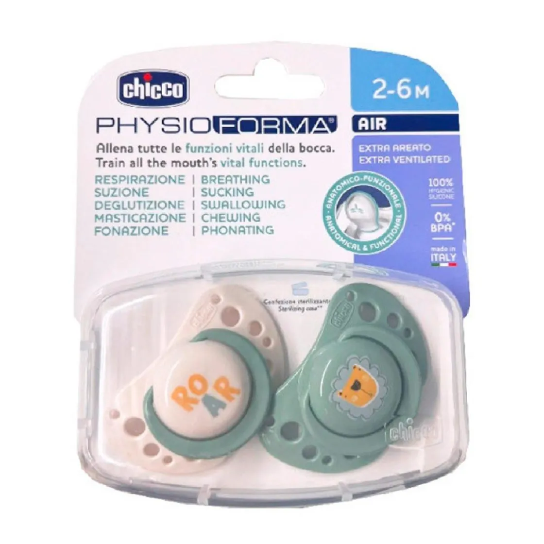 CHICCO - Pack 2 chupetes Physio Air 2-6M - Verde