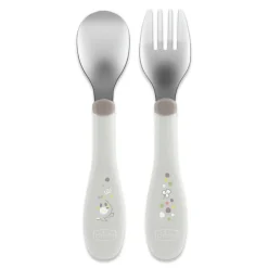 CHICCO - Set de Cubiertos Acero Inoxidable - Gris