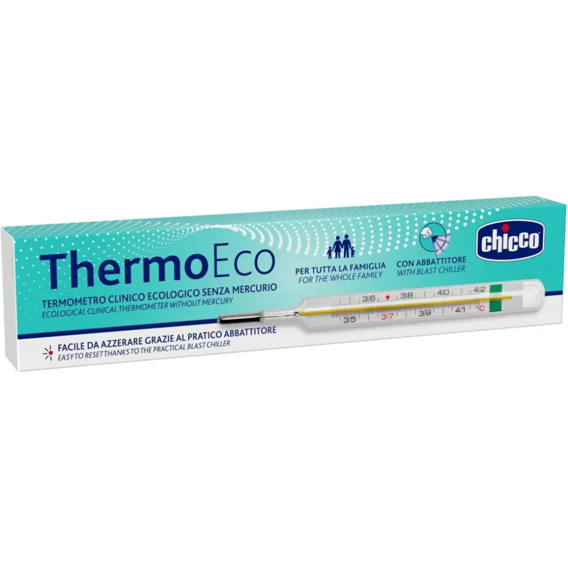 CHICCO - Termómetro clínico Thermo Eco vidrio* Cuidado·Balanzas Y Termómetros