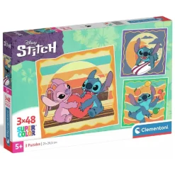 CLEMENTONI - 3 puzzles 48 piezas - Stitch