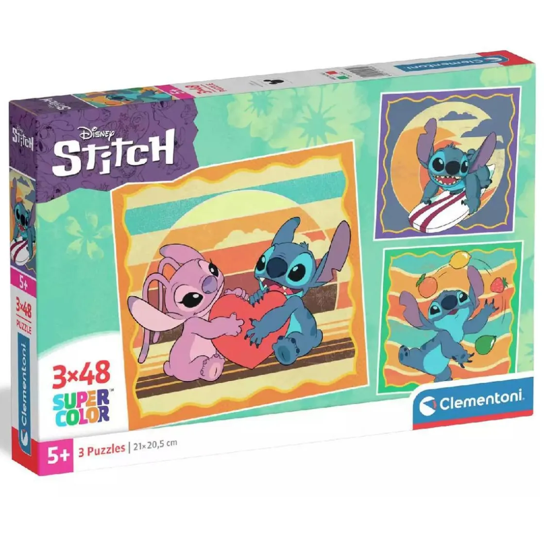 CLEMENTONI - 3 puzzles 48 piezas - Stitch
